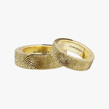 Graver 18K Gold Matching Wedding Rings
